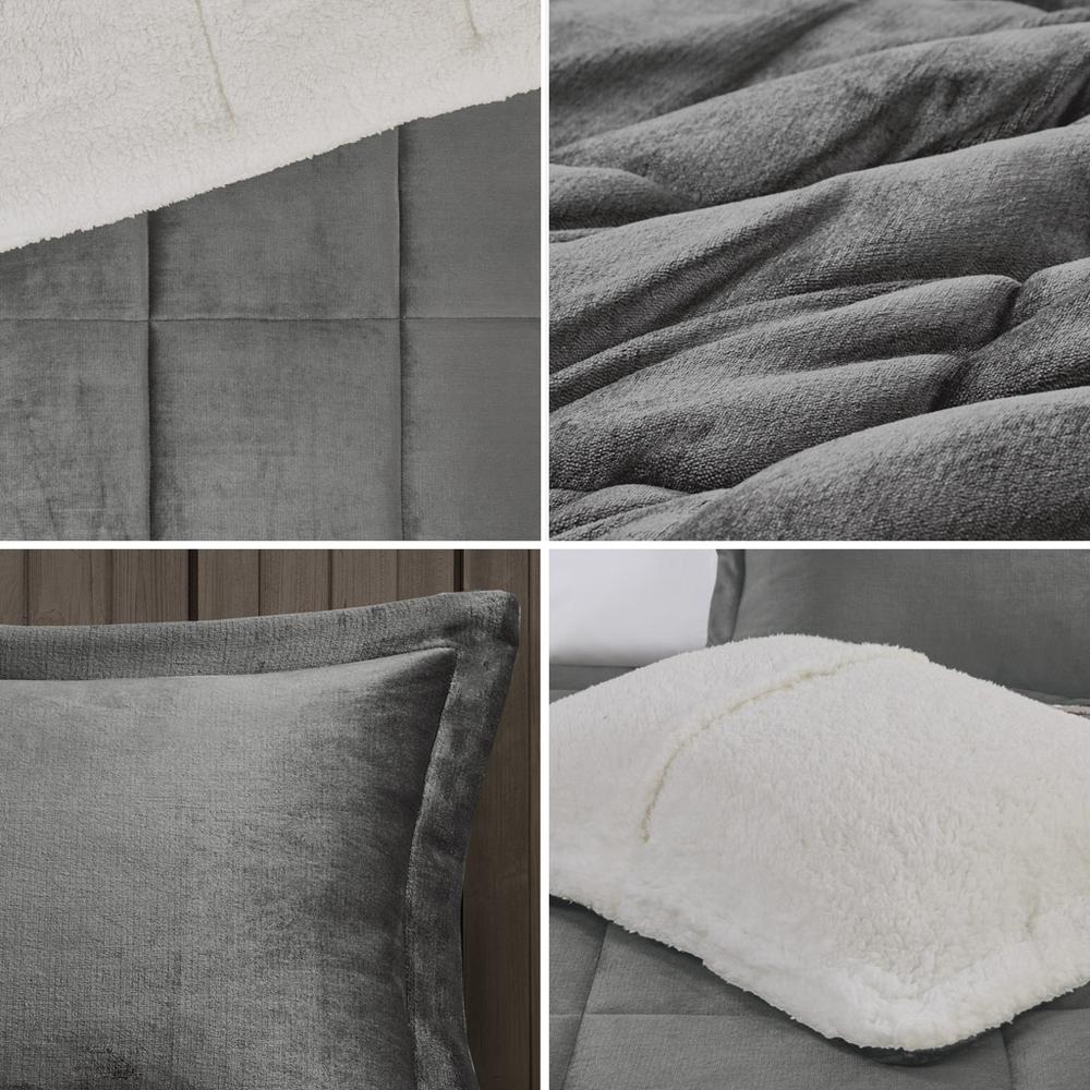 Plush to Sherpa Down Alternative Comforter Set. Picture 3