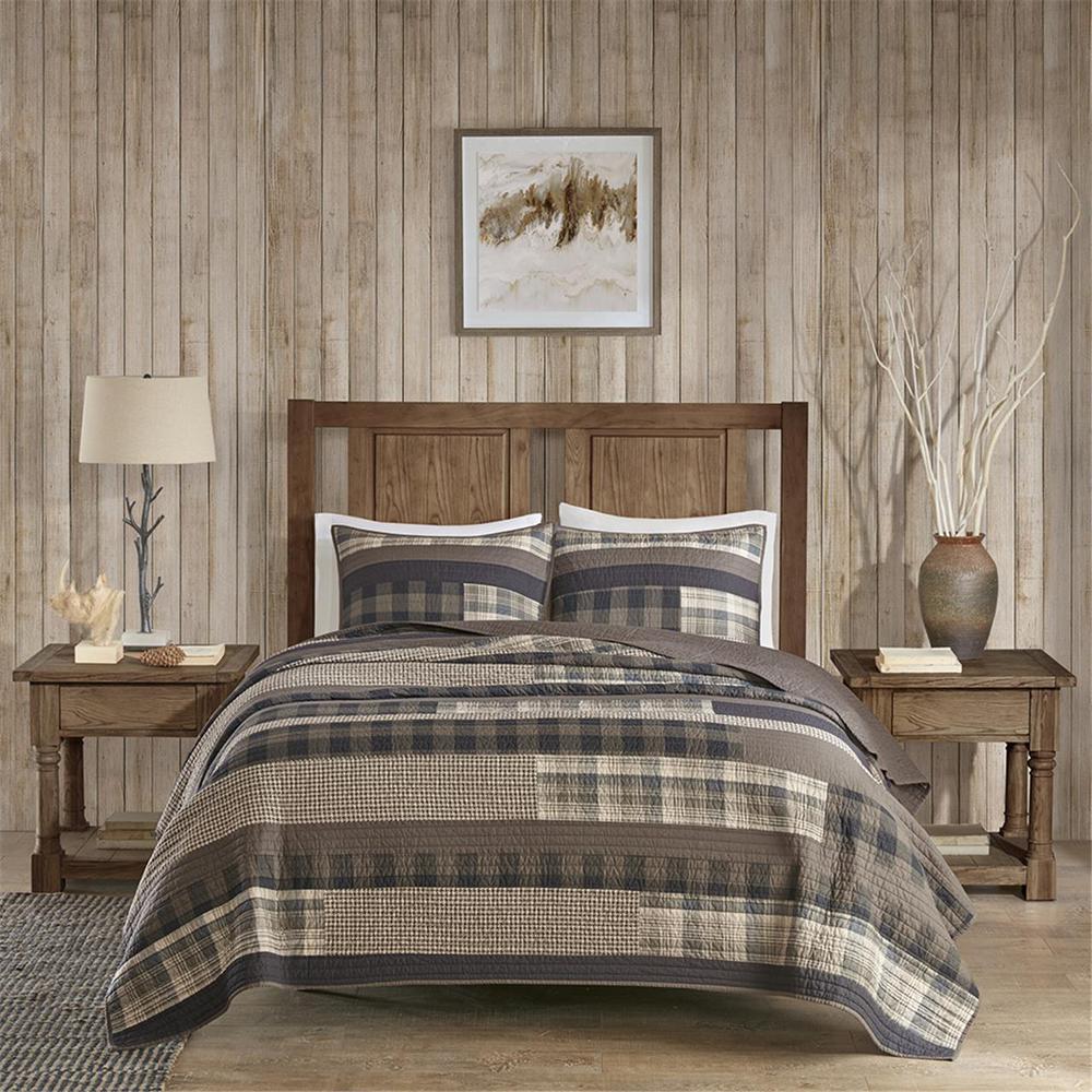 Winter Plains 100% Cotton Oversized Quilt Mini Set, Taupe color. Picture 4