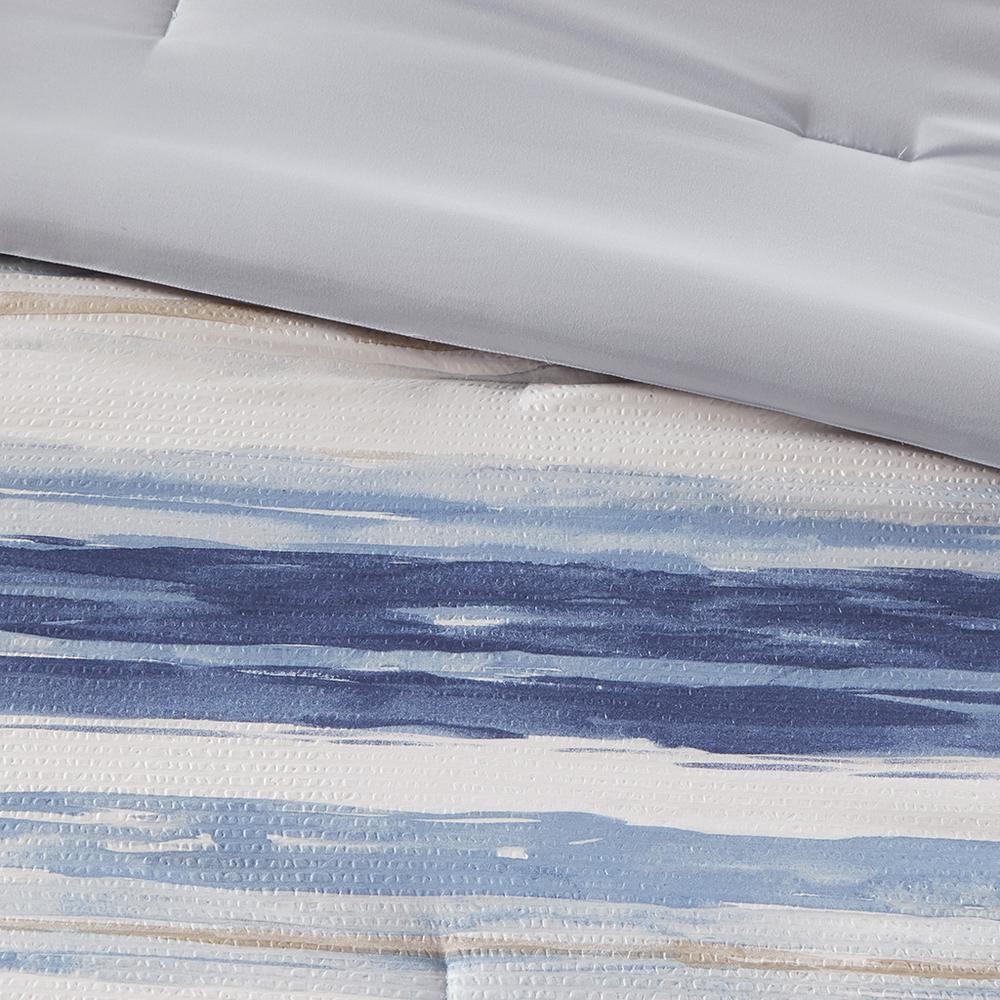 Serene Watercolor Stripe Seersucker Comforter Set, Belen Kox. Picture 2