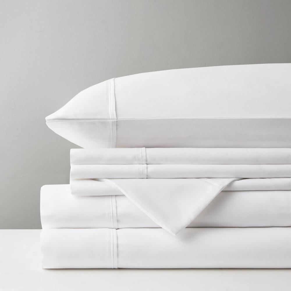 800 Thread Count Cotton Blend Sateen Sheet Set, White color. Picture 5