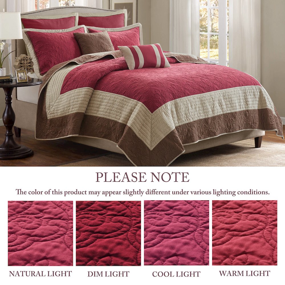 7 Piece Quilt Set with Euro Shams and Throw Pillows. Picture 5