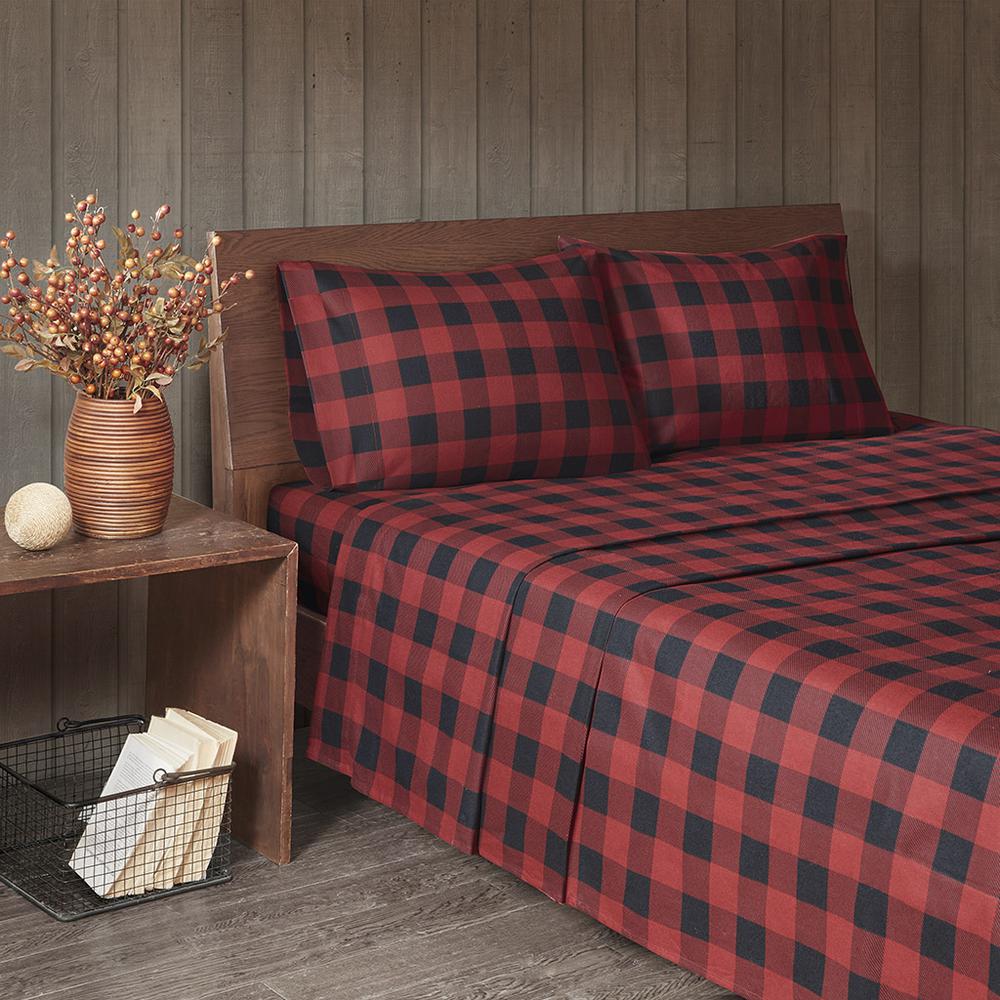 Flannel Sheet Set, Red/Black Buffalo Check color. Picture 4