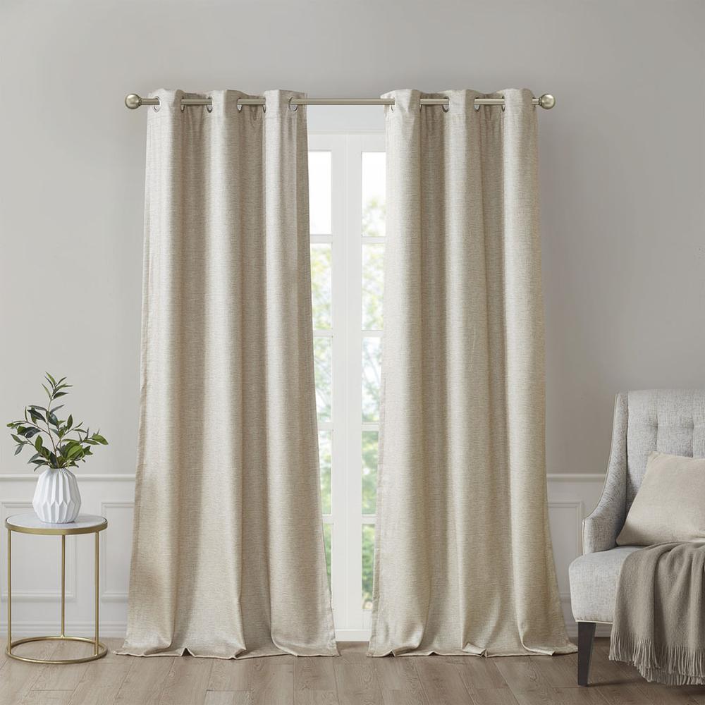 Tonal Printed Faux Silk Room Darkening Curtain Panel Pair. Picture 4