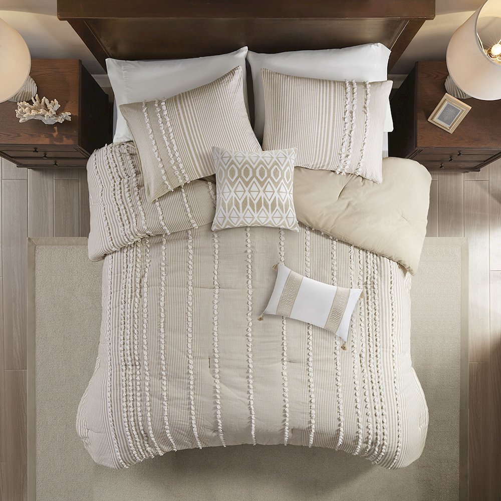 3 Piece Cotton Yarn Dyed Comforter Set. Picture 5