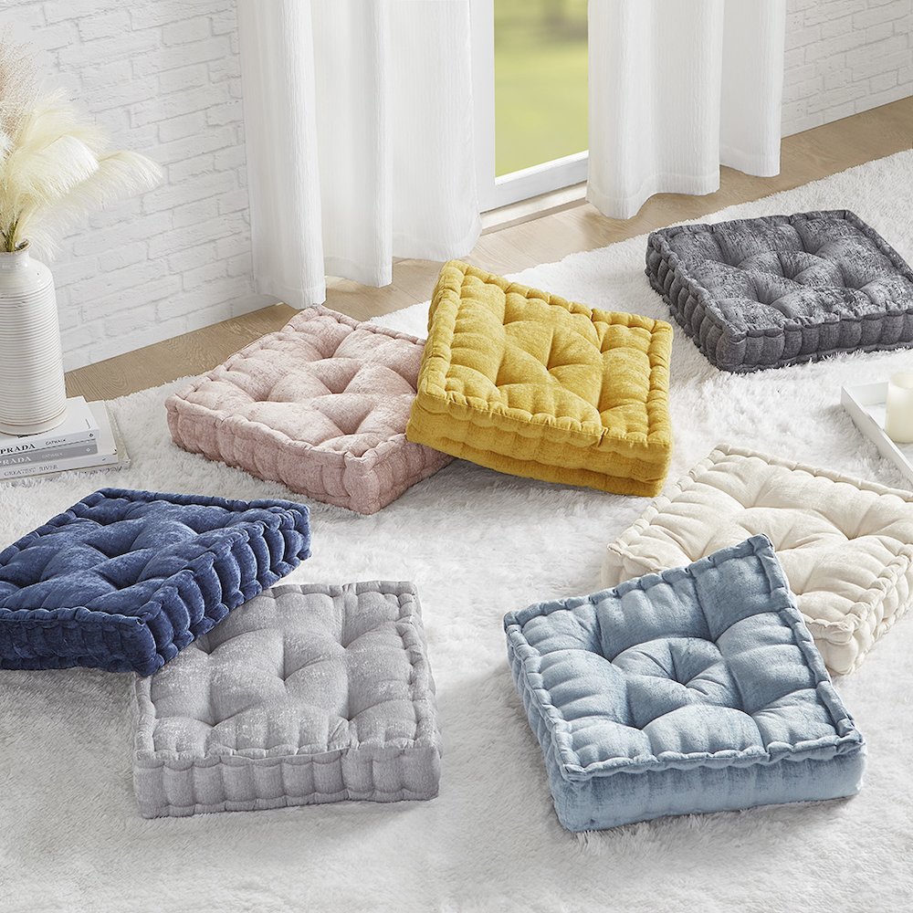 Poly Chenille Square Floor Pillow Cushion. Picture 4
