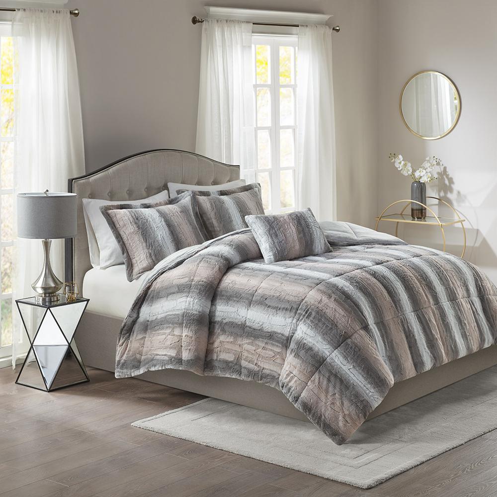 4PC Faux Fur Comforter Set. Picture 4