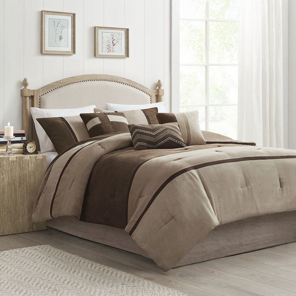 7 Piece Faux Suede Comforter Set. Picture 4