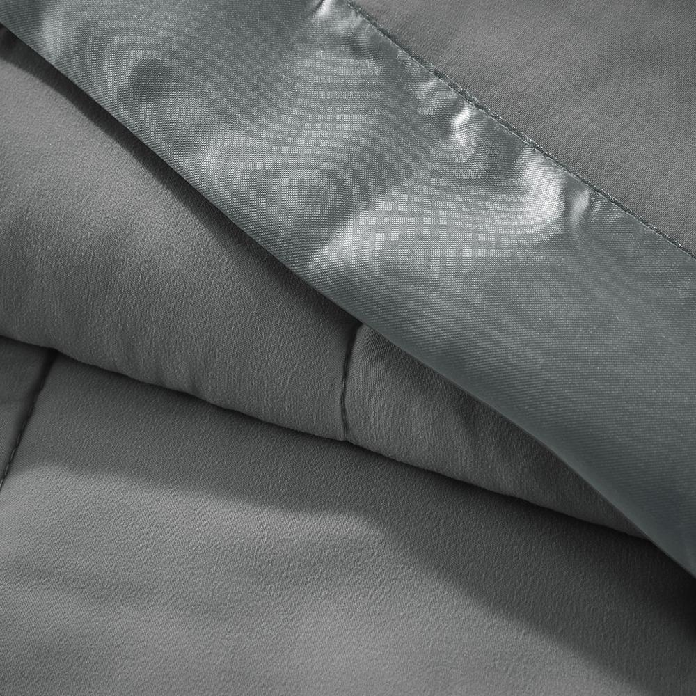 Lightweight Down Alternative Blanket with Satin Trim. Picture 2