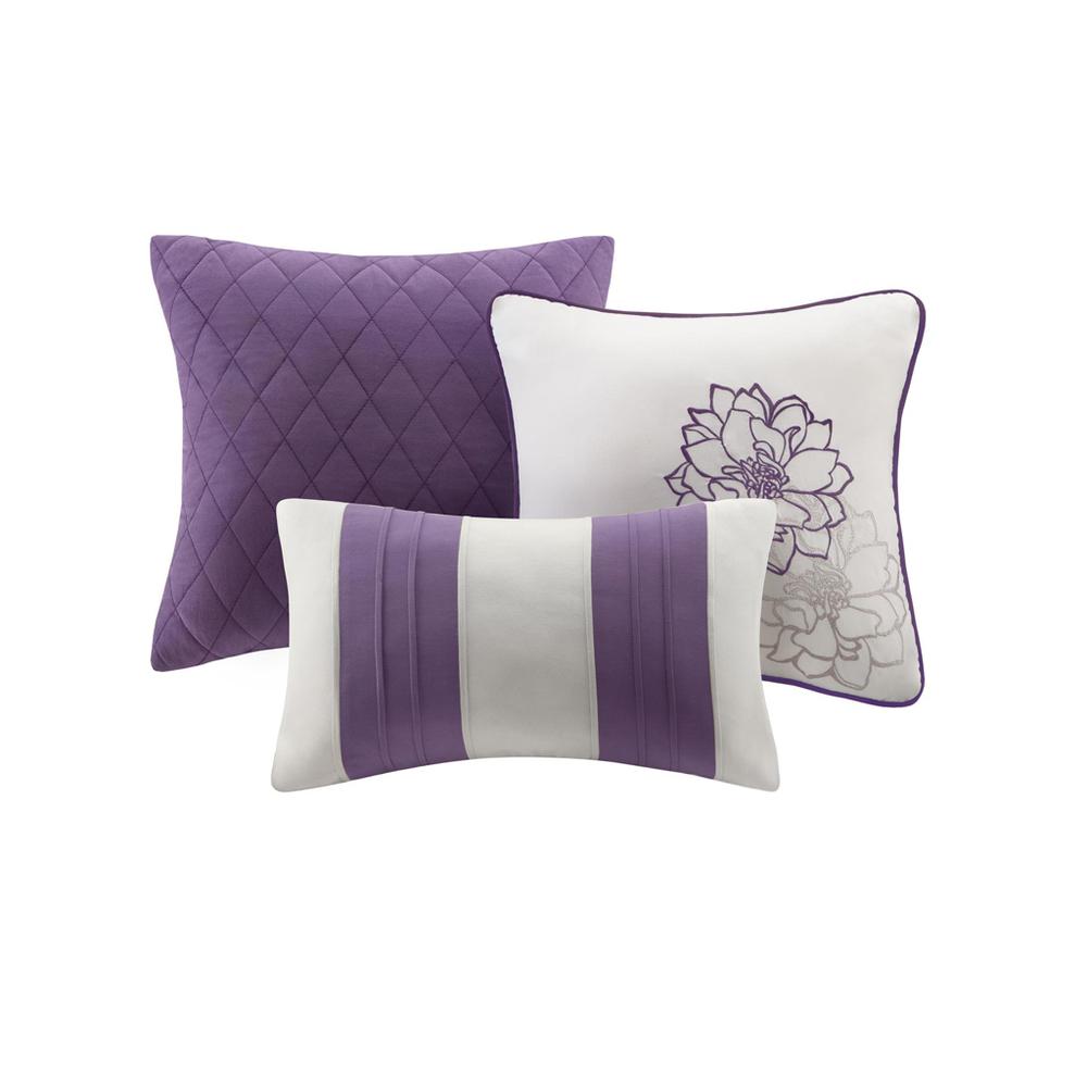 Lola Printed Cotton Sateen Comforter Set, Taupe Grey/Purple color. Picture 1