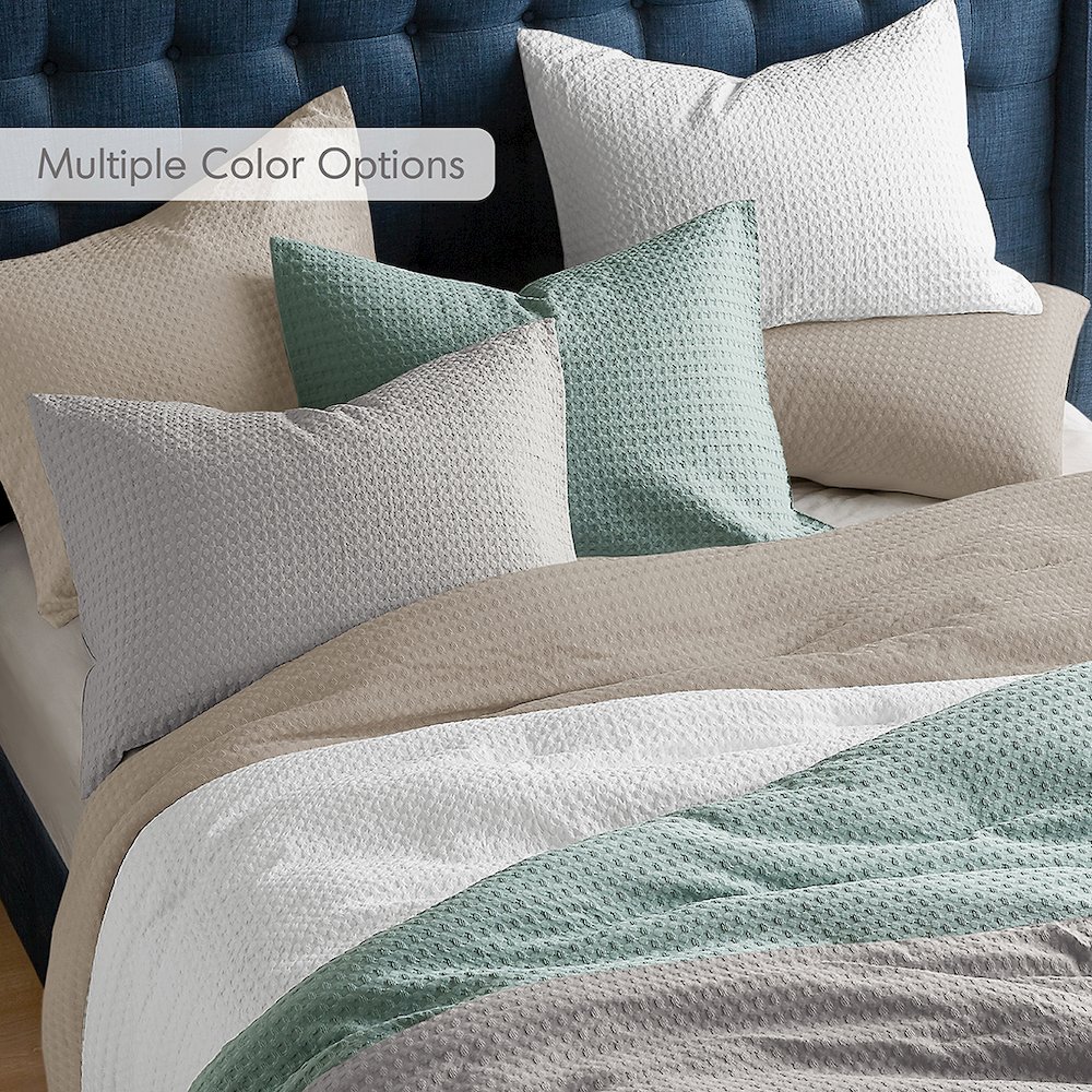 Mina Waffle Weave Textured Duvet Cover Set, White color. Picture 2