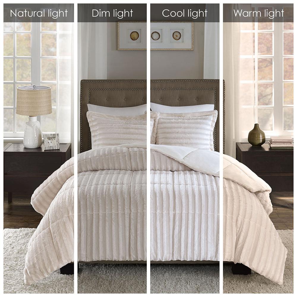 Duke Faux Fur Comforter Mini Set, Champagne color. Picture 4