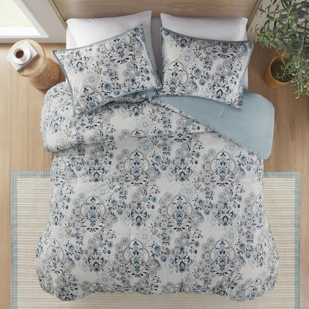 3 Piece Floral Printed Cotton Comforter Set. Picture 3