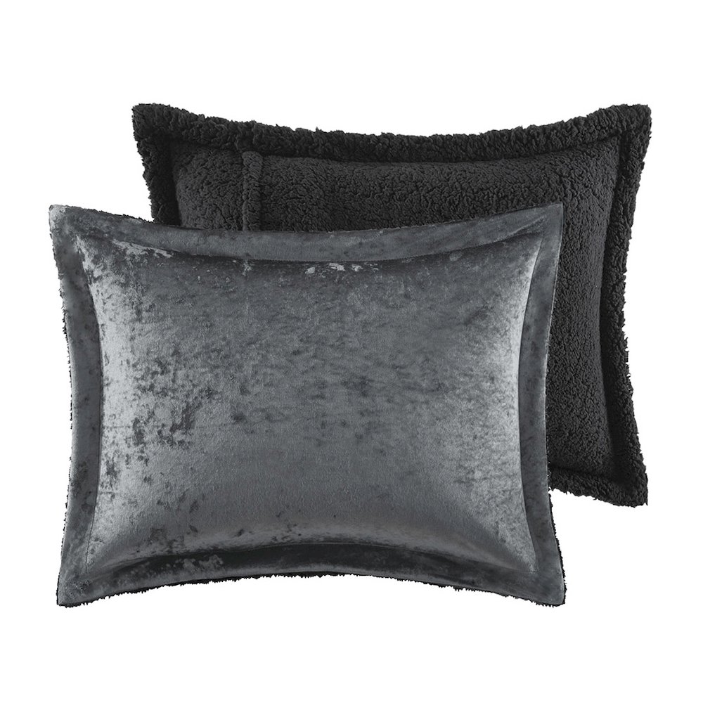 Crushed Velvet Sherpa Reversible Comforter Set. Picture 3