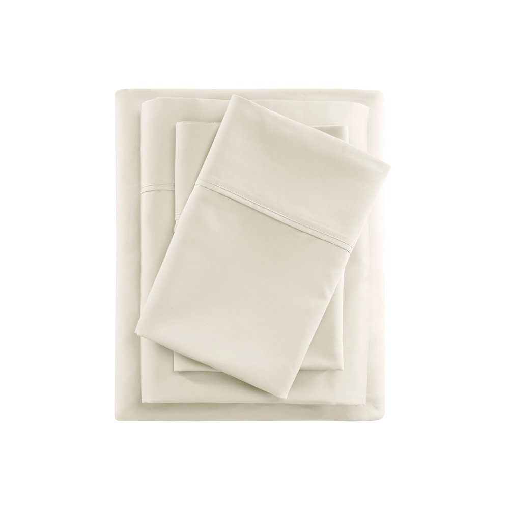 600 Thread Count Cooling Cotton Blend 4 PC Sheet Set, Ivory color. Picture 3