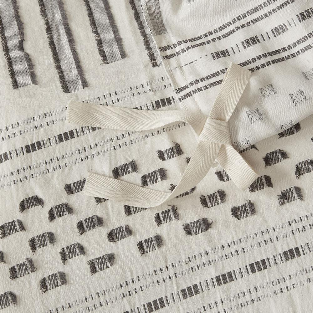 Serenity Ivory/Charcoal Jacquard Duvet Cover Mini Set, Belen Kox. Picture 5