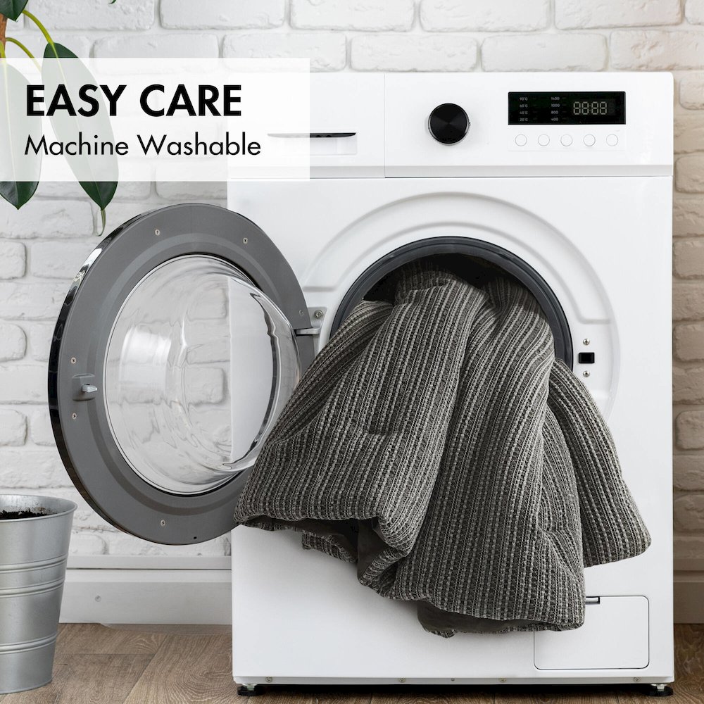 Lyon Waffle Washed Comforter Set, Charcoal color. Picture 5