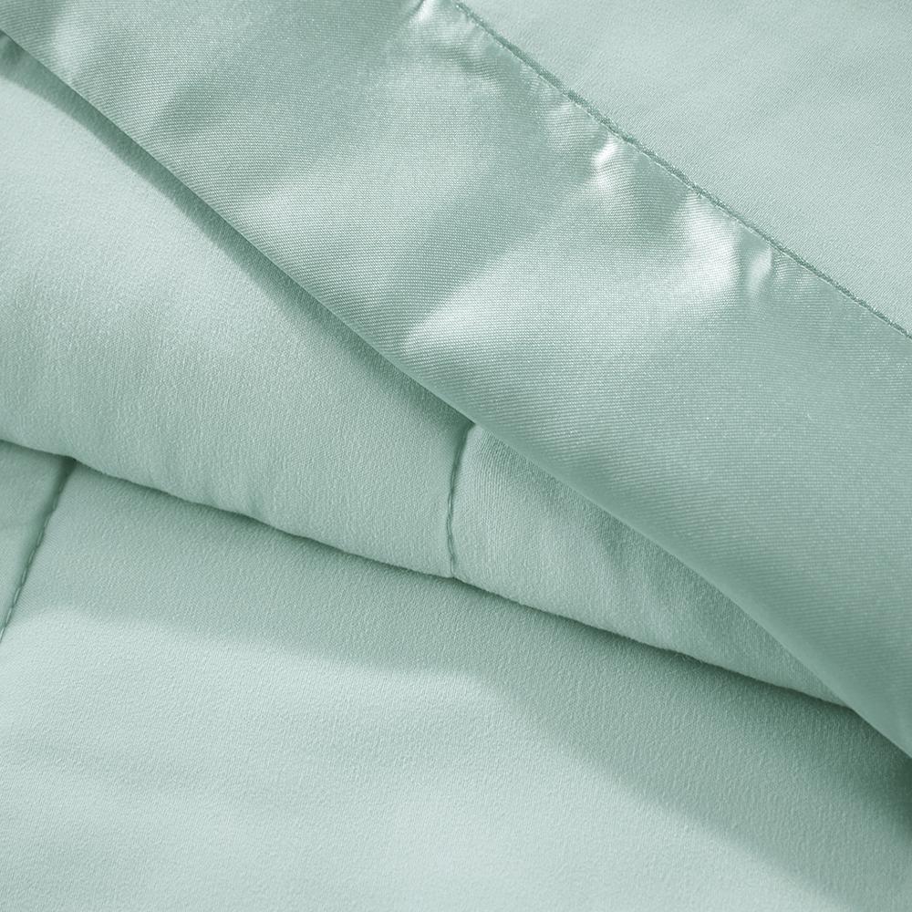 Lightweight Down Alternative Blanket with Satin Trim. Picture 5