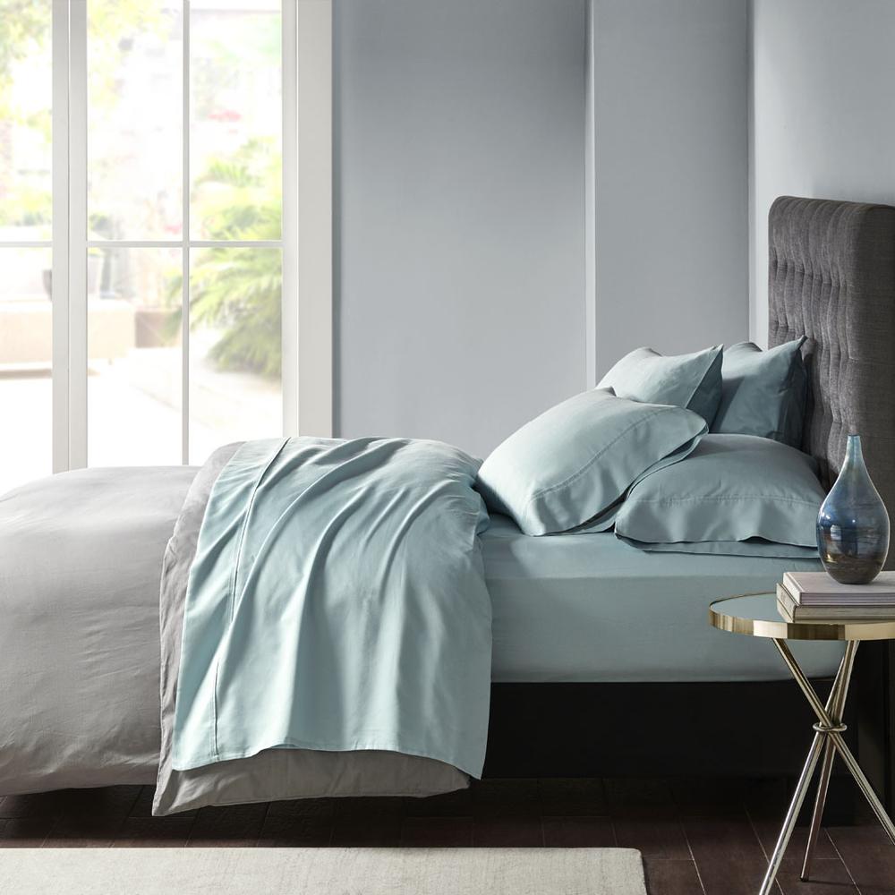 800 Thread Count Cotton Blend Sateen Sheet Set, Aqua color. Picture 4