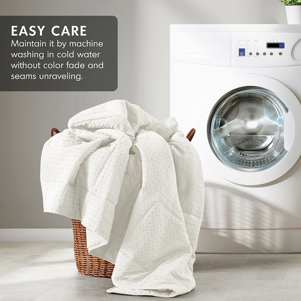 Mina Waffle Weave Textured Quilt Set, White color. Picture 5