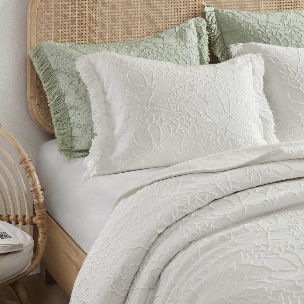 Willow 3PCS Bedspread Set, White color. Picture 4