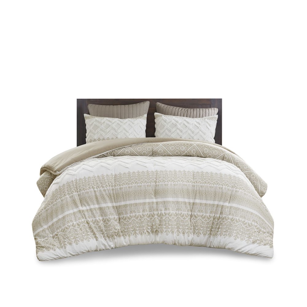 3 Piece Cotton Comforter Set with Chenille Tufting. Picture 1