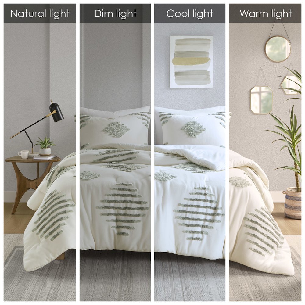 3 Piece Cotton Blend Chenille Comforter Set. Picture 1