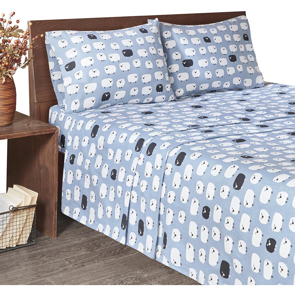 Flannel Sheet Set, Blue Sheep color. Picture 2