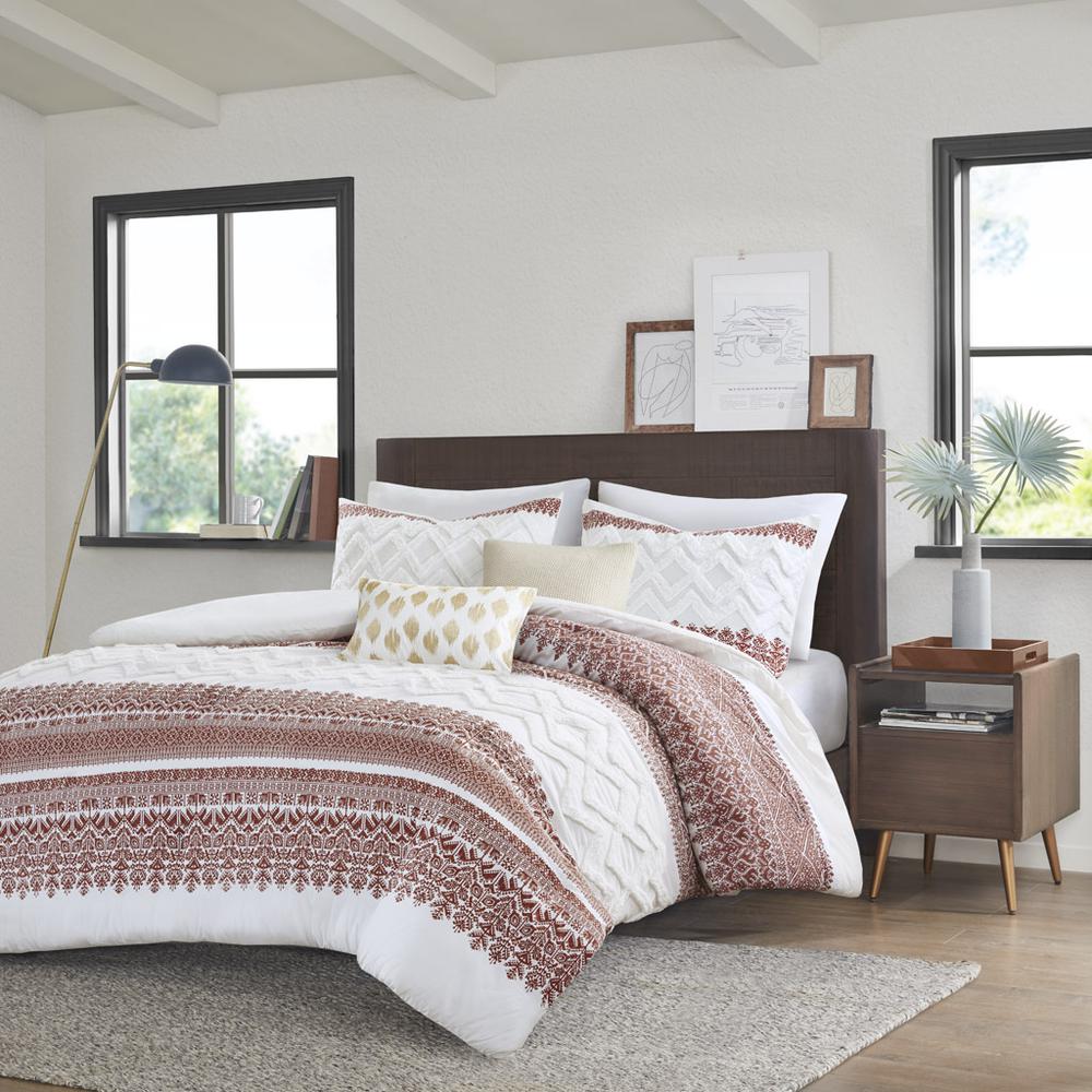 3 Piece Cotton Duvet Cover Set with Chenille Tufting. Picture 4