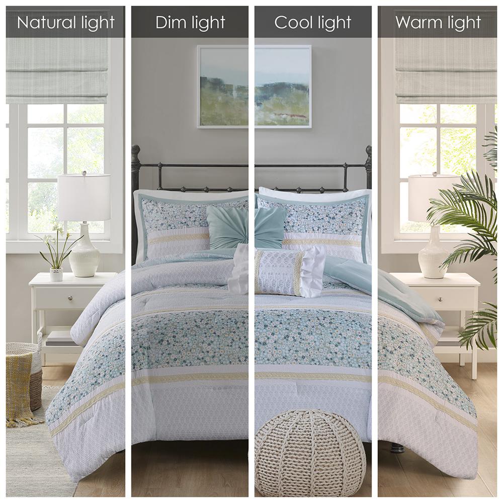5 Piece Seersucker Comforter Set with Throw Pillows. Picture 3