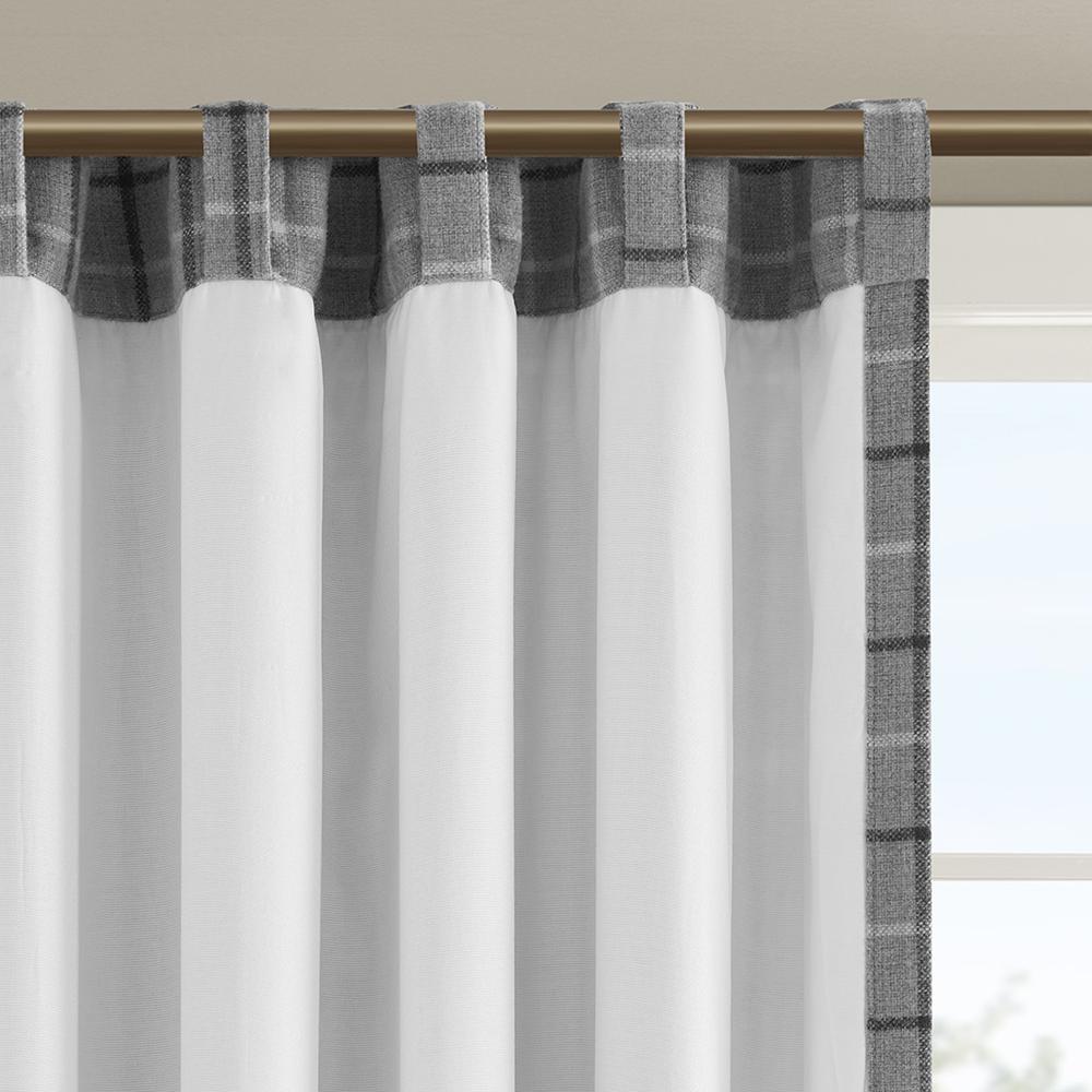 Plaid Rod Pocket and Back Tab Curtain Panel with Fleece Lining. Picture 4