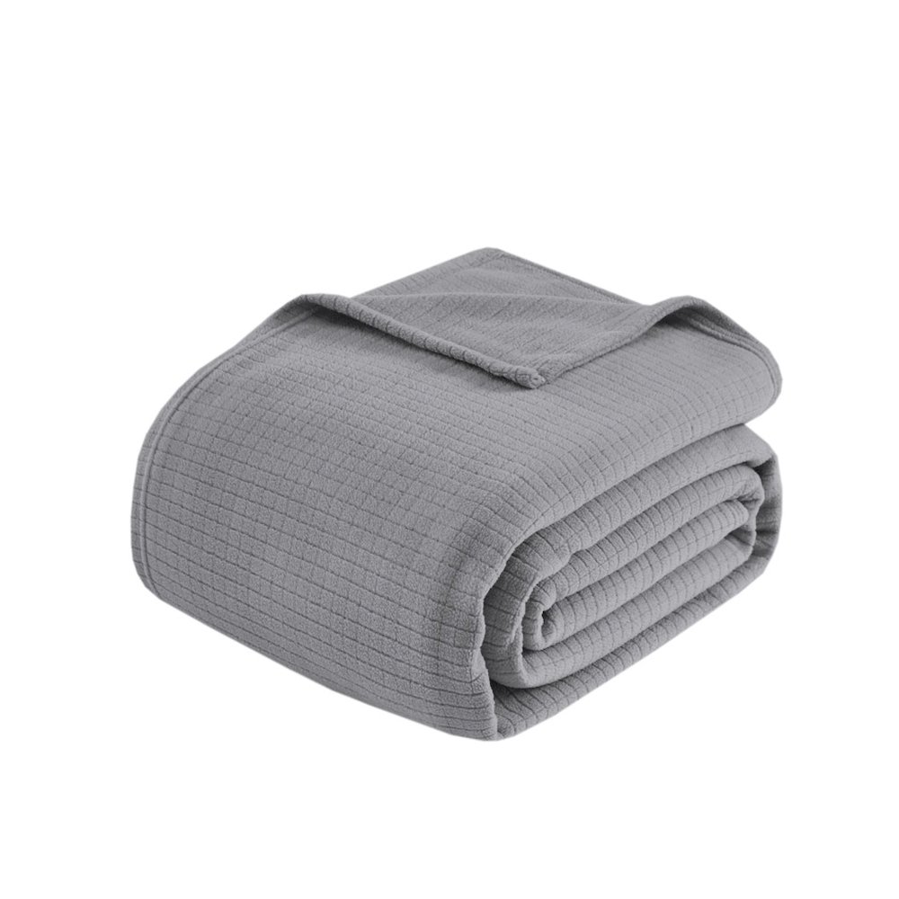 Microfleece Blanket in Grey Color. Picture 1