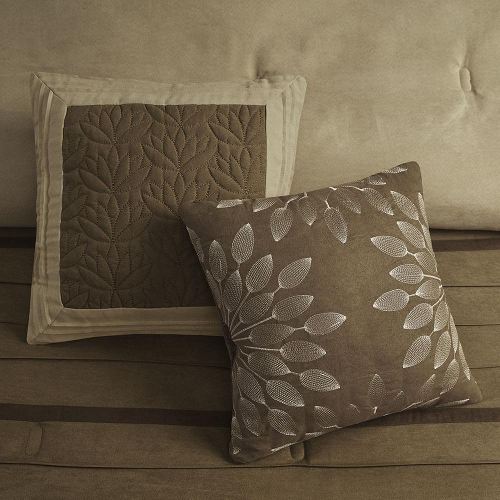 Palmer 7 Piece Faux Suede Comforter Set, Natural color. Picture 2