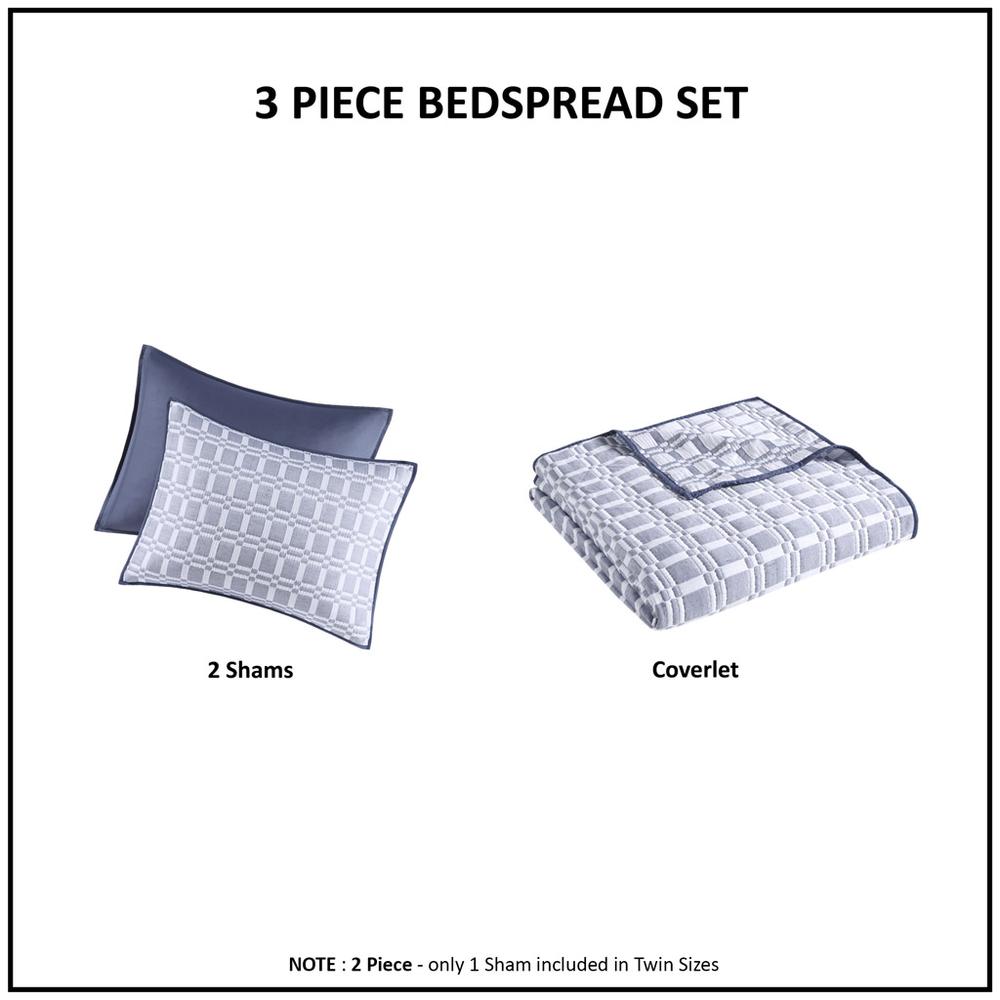 3 Piece Reversible Matelasse Coverlet Set. Picture 1