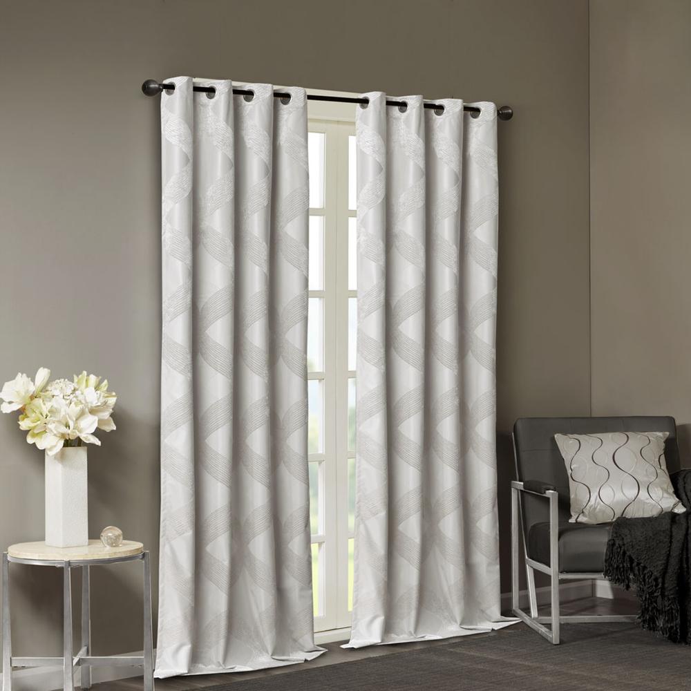 Ogee Knitted Jacquard Total Blackout Curtain Panel. Picture 1