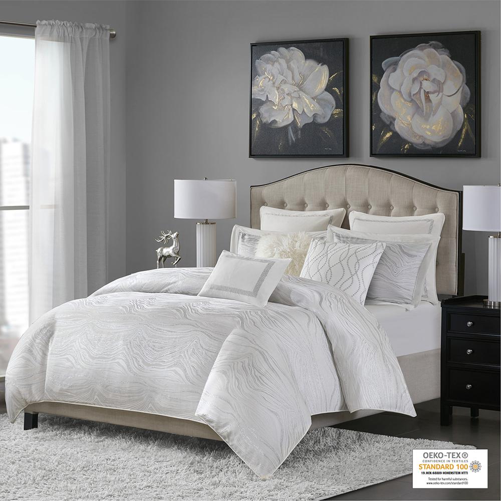 Hollywood Glam Comforter Set, White color. Picture 4