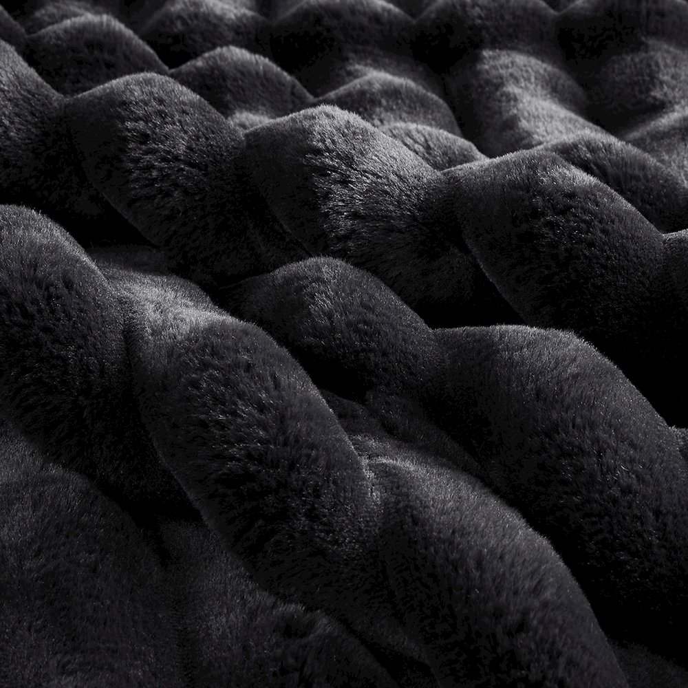 Jasmine 3 Piece Faux Fur Comforter Set in Black Color. Picture 5