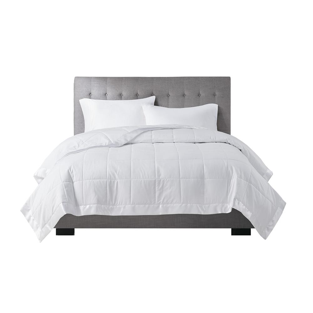 Lightweight Down Alternative Blanket with Satin Trim. Picture 5