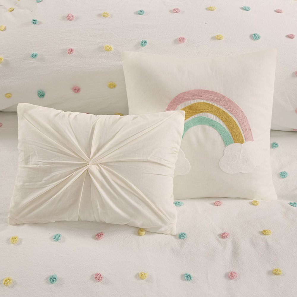 Cotton Jacquard Pom Pom Comforter Set. Picture 1