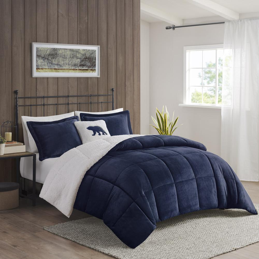 Plush to Sherpa Down Alternative Comforter Set. Picture 4