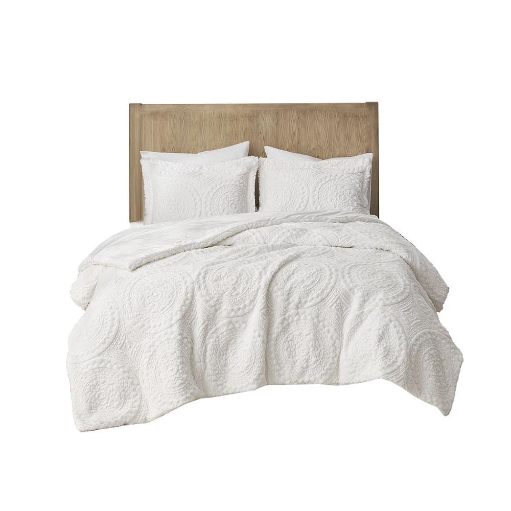 Embroidered Medallion Faux Fur Ultra Plush Comforter Mini Set. Picture 5