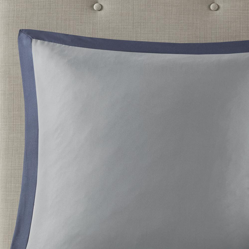 Powell 8 Piece Embroidered Comforter Set, Navy color. Picture 1