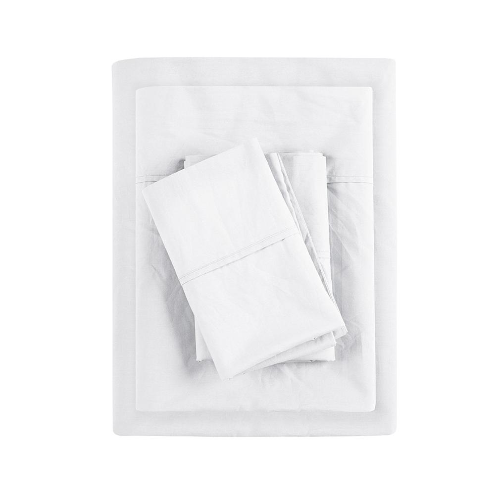 200 Thread Count Relaxed Cotton Percale Sheet Set. Picture 1