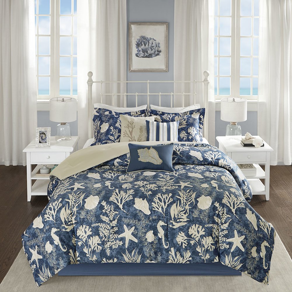 7 Piece Cotton Sateen Comforter Set. Picture 1