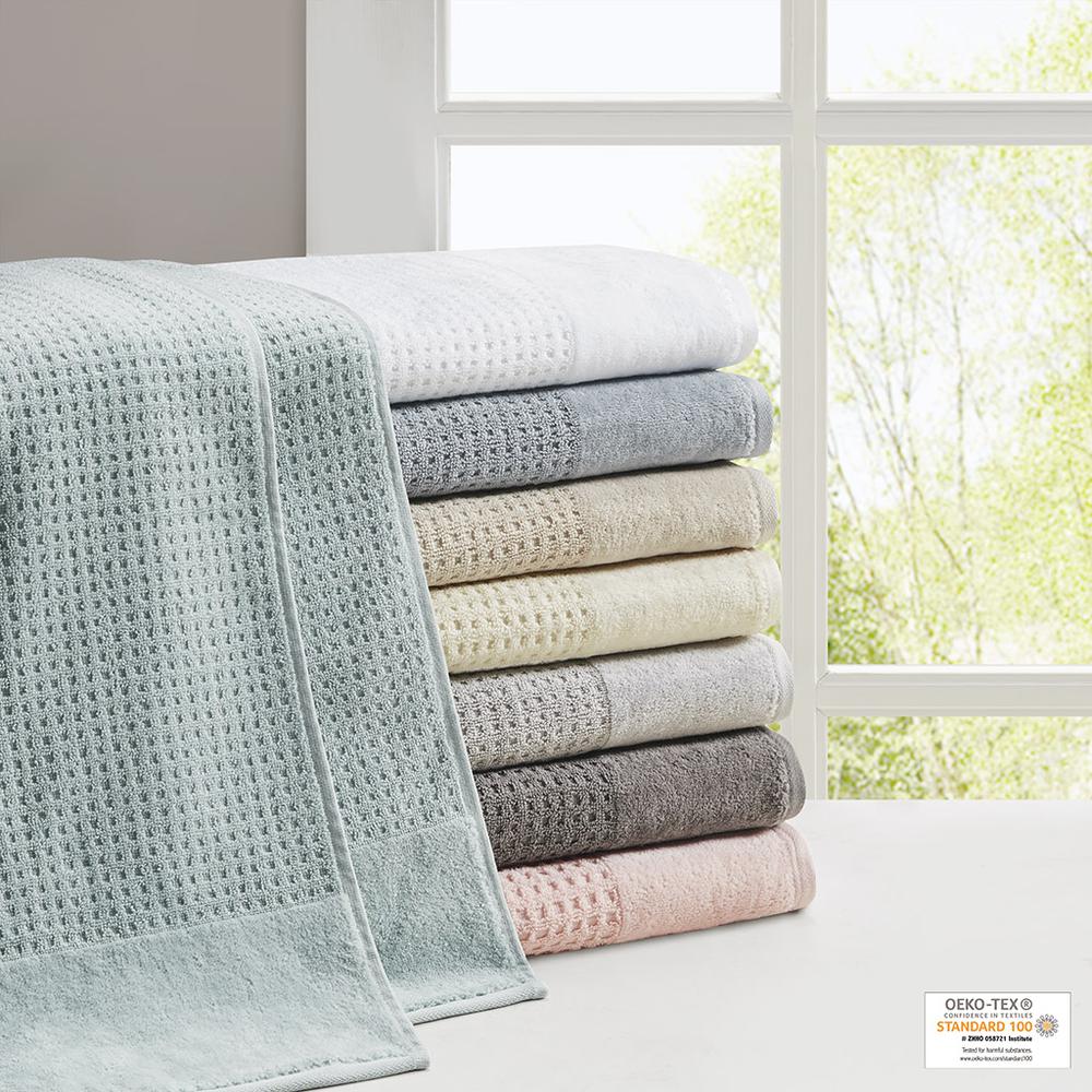 Cotton Waffle Jacquard Antimicrobial Bath Towel 6 Piece Set. Picture 2