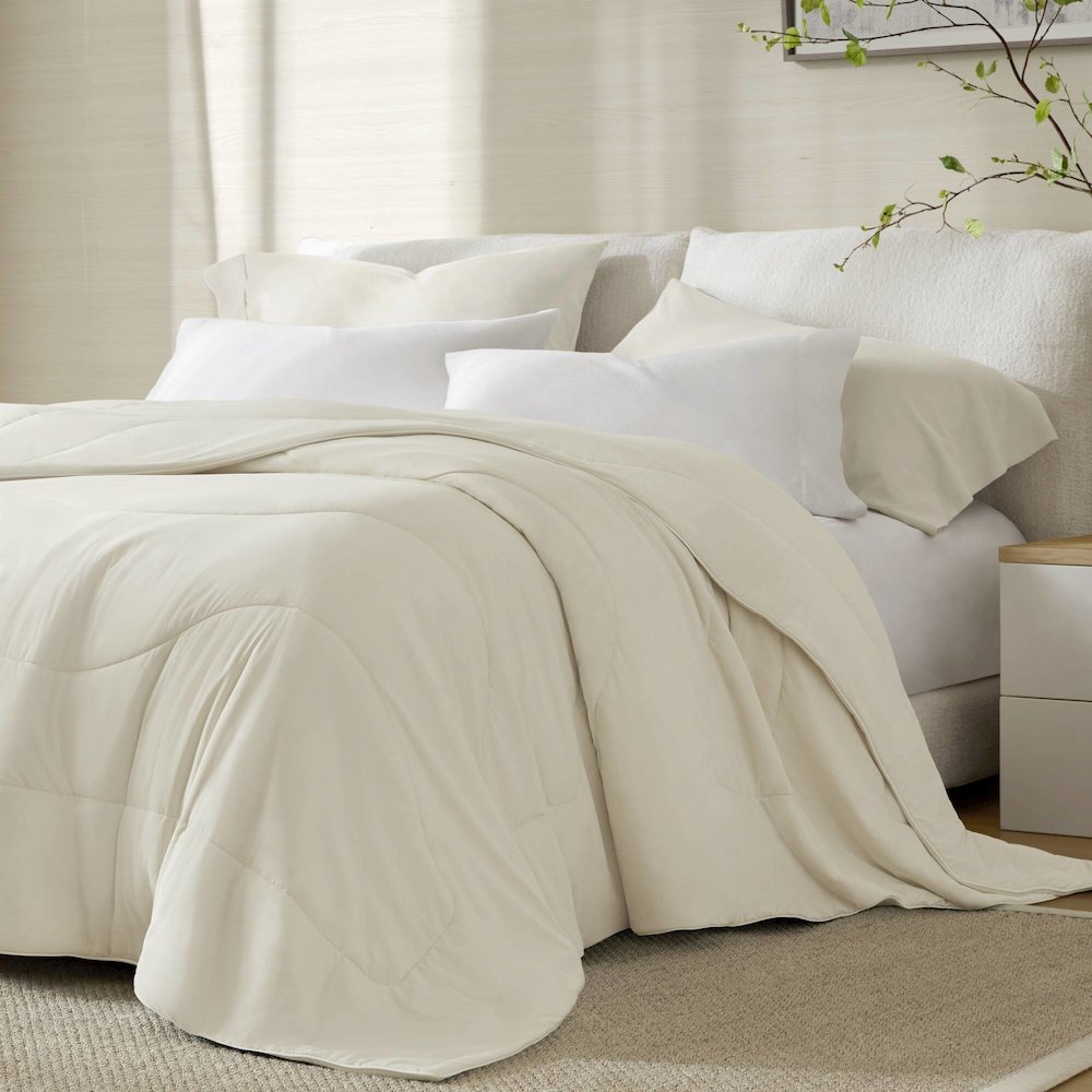 Reversible Tencel Comforter Blanket, Ivory color. Picture 5