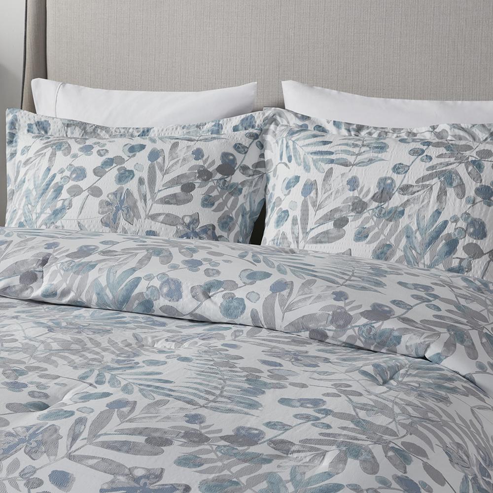 5 Piece Botanical Floral Seersucker Comforter Set. Picture 4