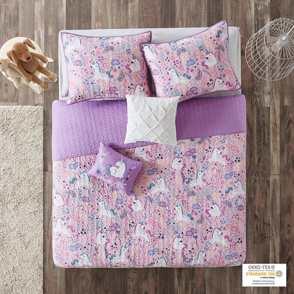 Unicorn Reversible Cotton  Quilt Set with Throw Pillows. Picture 3