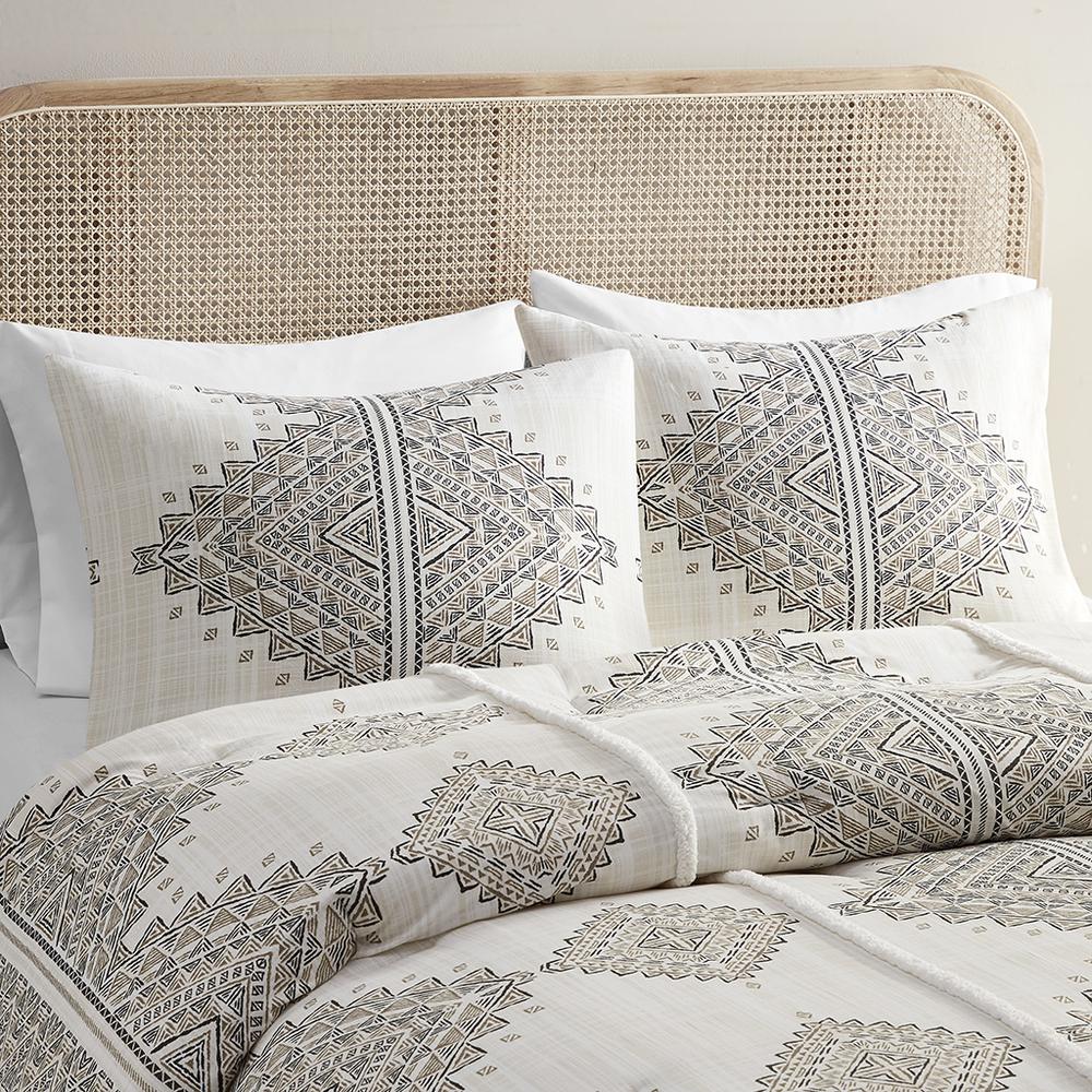 4 Piece Printed Comforter Set with Throw Pillow. Picture 2