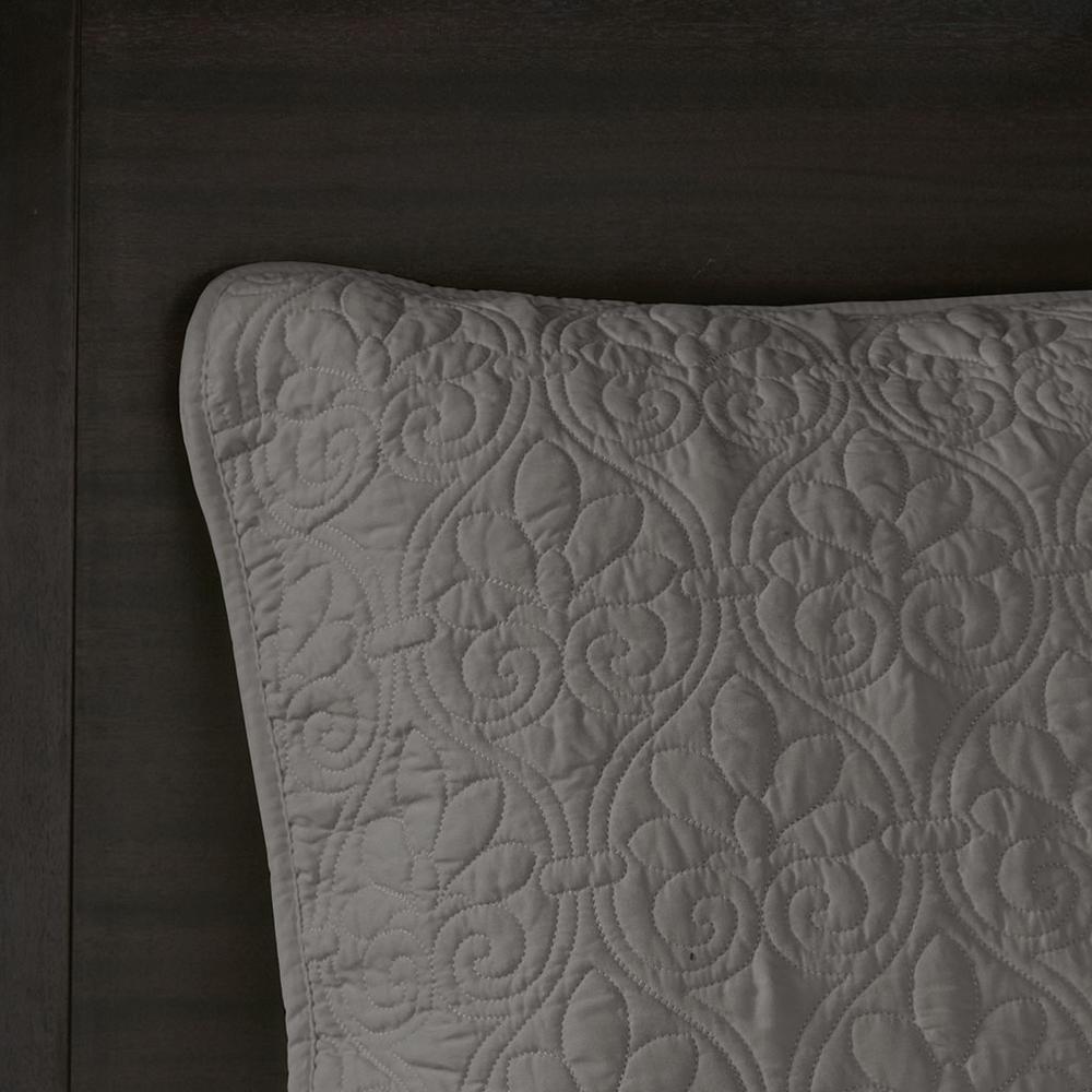 Quebec 3 Piece Reversible Bedspread Set, Dark Grey color. Picture 3