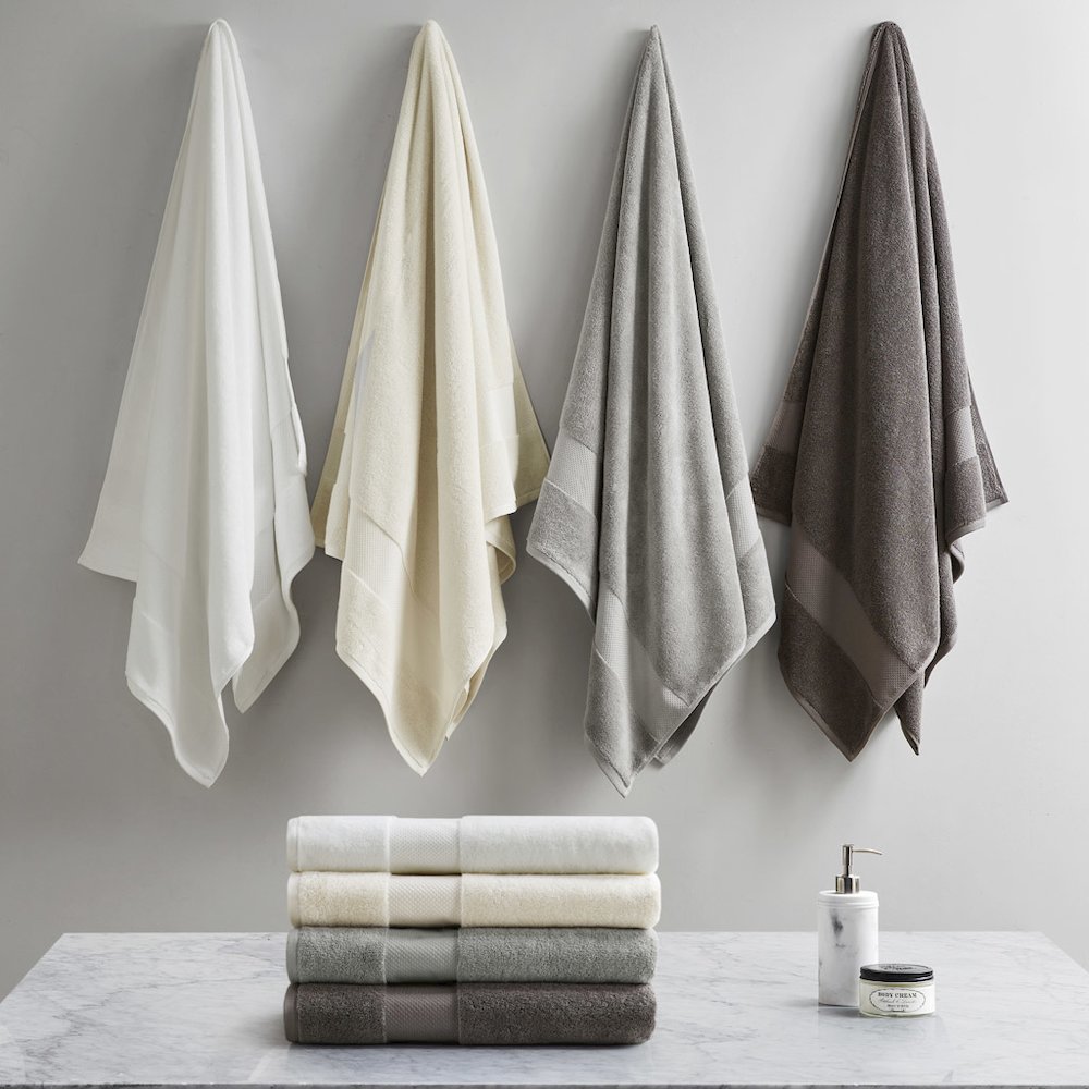 100% Cotton Bath Sheet 2 Piece Set in Charcoal Color. Picture 4